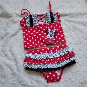 Disney's Minnie Mouse Frilly 2 piece Swimsuit Toddler 3 Summer Pool Vacation